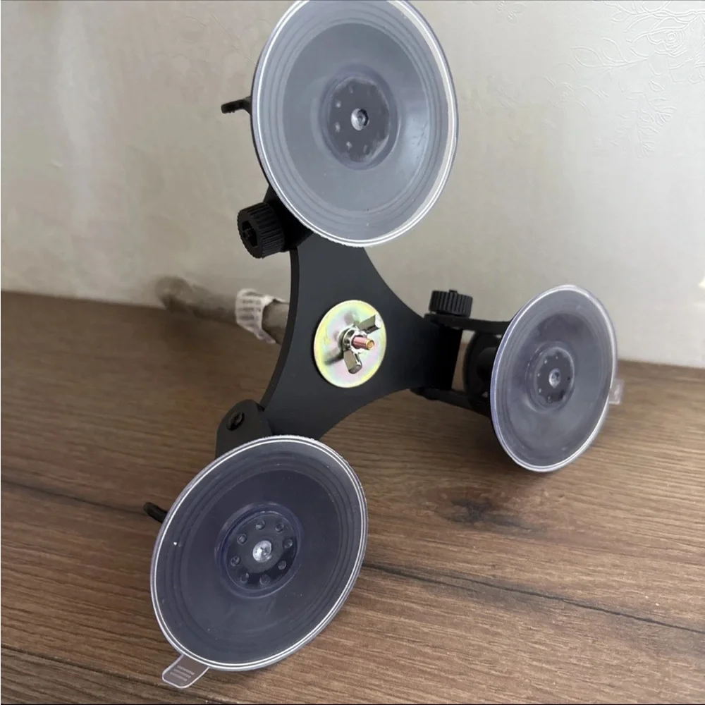 Triple Suction Cup Bird branch perch Mount with Stem - Black